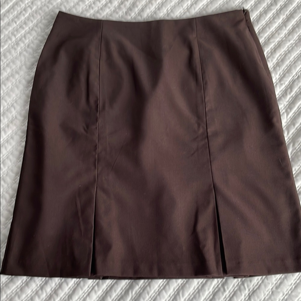 H&M Brown Pleated A-Line Skirt for Work